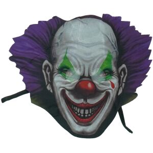 Strašidelná klaunská maska s fialovými vlasmi, strašidelný halloweensky kostým - Kostýmy pre dospelých