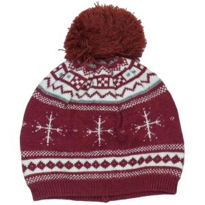 Piros kötött téli sapka fehér és szürke mintával és pomponnal - George