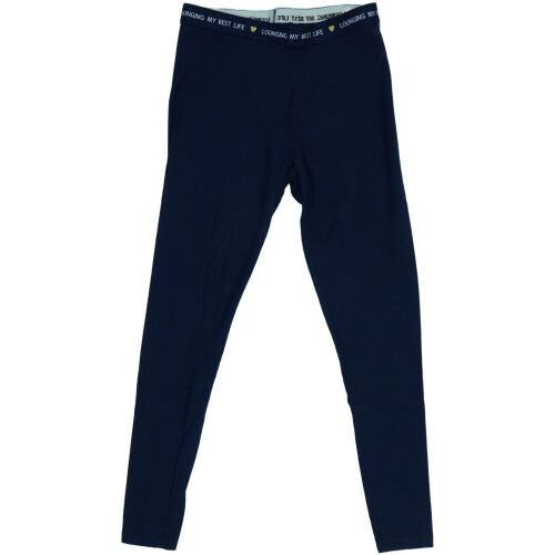 Sötétkék leggings 'Lounging my best life' derékgumival, EU 38