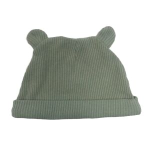 Zielony dziany czapka dla niemowląt z uszami misia - Moda i ubiór