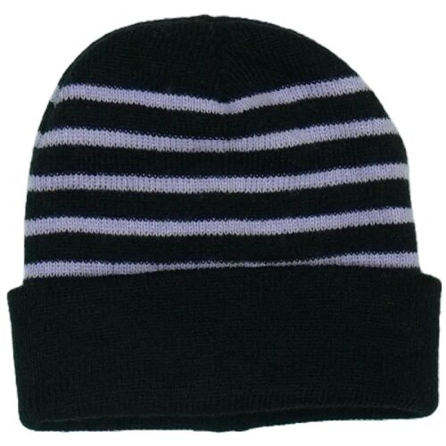 Caciula cu dungi negre și violet pentru copii, marimea 116