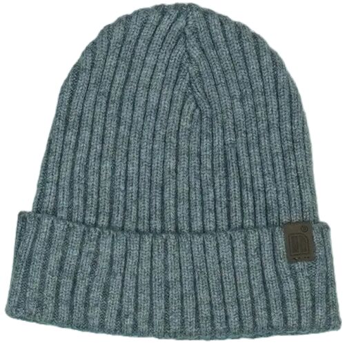 Sivá pletená čiapka s koženým logom