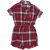 Salopetă de pijama River Island pentru fete, roşu cu carouri, cu detaliu inimă aurie