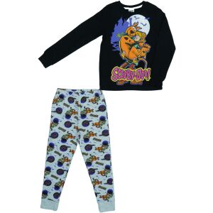 Scooby-Doo Gyerek pizsama, Fekete hosszú ujjú felső Scooby-Doo és Shaggy nyomattal, Szürke nadrág Scooby-Doo mintával - Gyerek pizsama, hálóing