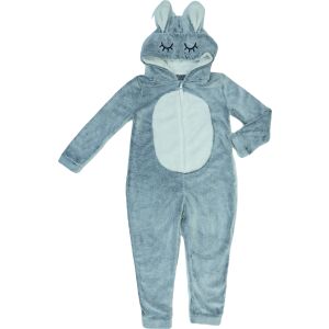 Szürke nyuszi pizsama fehér pocak és nyuszifüllel a kapucnin, 116-os méret - Gyerek pizsama, hálóing