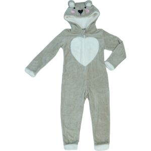 Lola Liza gyerek maci kapucnis pizsama overál, 128-as méret, elölnézet - Gyerek pizsama, hálóing