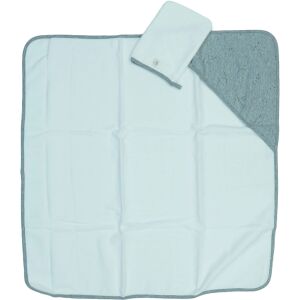 Kiabi sivá a biela osuška s kapucňou pre bábätká s umývacou handričkou - Osušky, uteráky, zavinovacie plienky