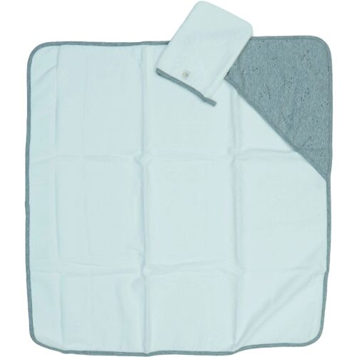 Kiabi sivá a biela osuška s kapucňou pre bábätká s umývacou handričkou