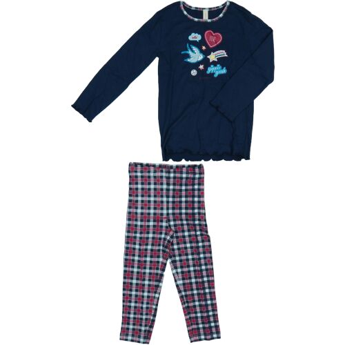 Set pijama fete Esprit cu bluză cu mânecă lungă și pantaloni în carouri