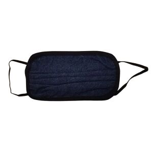 Dunkelblaue Gesichtsmaske aus Jeansstoff mit schwarzen Gummibändern - Mundschutz