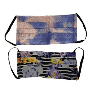 Set de 2 măști de față, una cu model floral și una cu model tie-dye - Mască pentru gură