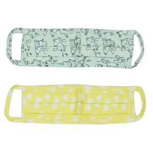 Set de 2 măști: iepuraș verde și inimă galbenă - Mască pentru gură