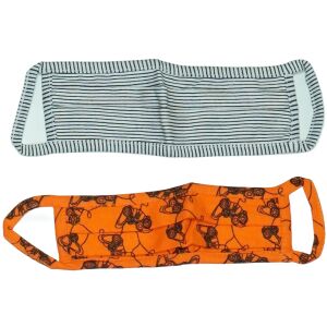 Set de 2 măști de față: una cu dungi alb-negru și una cu model portocaliu de gamepad - Mască pentru gură