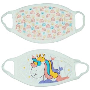 2er Pack Kindergesichtsmasken mit Einhorn- und Regenbogen-Designs - Mundschutz