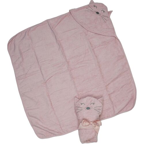 Prosop cu glugă roz cu design cu fața de pisică, perfect pentru copii
