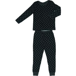 Fekete-szürke kockás pizsama, 122-es méretben - Gyerek pizsama, hálóing