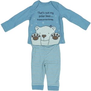 Kék-fehér csíkos baba pizsama, polármedve mintával, 68-as méret - Gyerek pizsama, hálóing