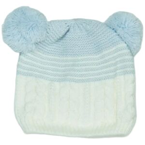 Babyblaue und weiße Strickmütze mit zwei Bommeln - Nutmeg