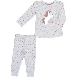 Комплект пижама за момичета Dunnes Stores с еднорог, размер 86, включващ бяла блуза с дълъг ръкав и панталонки със звезден принт. - Бебе & Малко дете