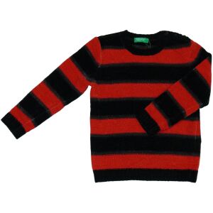 Benetton Jungen Strickpullover mit Streifen, rot und schwarz - Pullover für Damen
