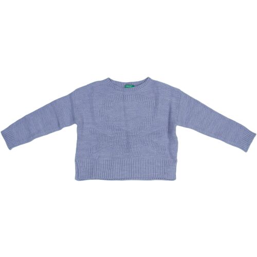 Benetton lány kötött pulóver, világos lila, logóval - Benetton