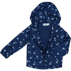 OVS dziewczęca kurtka wiatrówka z kapturem, granatowa we wzory kwiatowe, widok z przodu - Kurtka damska