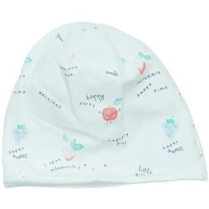 Fehér babasapka gyümölcs mintával. Könnyű pamut sapka csecsemőknek és kisgyermekeknek. - OVS