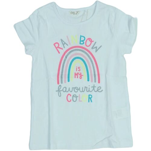 Fehér gyerek póló szivárványos mintával és 'Rainbow is my favourite color' felirattal - Gyerek póló