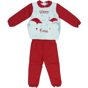 Crvena i bijela zimska pidžama za djecu s dizajnom pingvina i polarnog medvjeda, veličina 92 - Moda i odjeća
