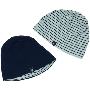 Reverzibilná sivá/modrá pruhovaná čiapka beanie pre deti, veľkosť 140 - OVS