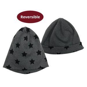 Szürke sapka fekete csillagokkal, megfordítható, gyerek sapka - OVS