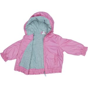 OVS Fagottino różowa kurtka wiatrówka z kapturem dla dziewczynek z szarą bawełnianą podszewką, rozmiar 74 - Kurtka damska