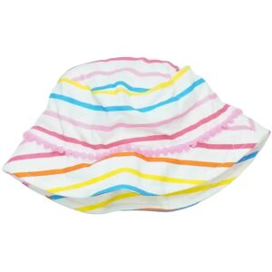 Fehér csíkos sapka rózsaszín pomponokkal, gyerek sapka, nyári sapka - OVS