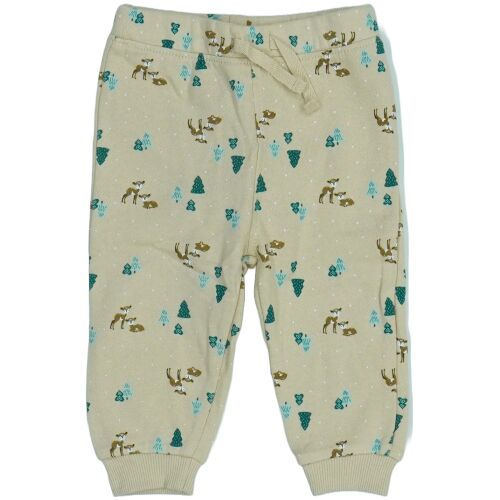 Bézs színű, szarvasos és fenyőfás mintás babanadrág - Gyerek nadrág, leggings