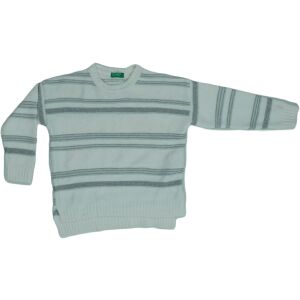 Pulover tricotat pentru fete Benetton, mărimea 110, alb cu dungi argintii - Pulovere pentru femei