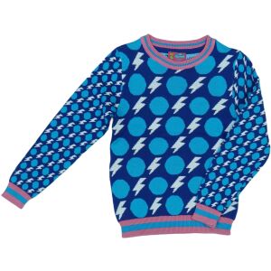 Rosalita Strickpullover für Mädchen, blau mit Punkten und Blitzen - Pullover für Damen