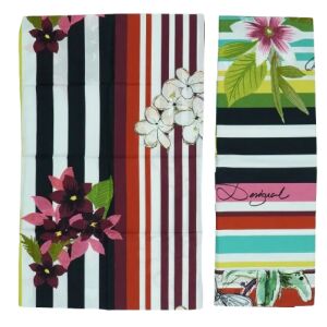 Set lenjerie de pat Desigual colorat cu dungi și flori, husă de plapumă și față de pernă - Lenjerie de pat - tineri și adulți