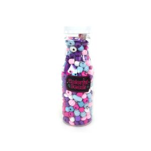 Gyöngyök üvegben: Bunte, sortierte Perlen in einer Flasche zur Schmuckherstellung. - Bastelperlen & Zubehör