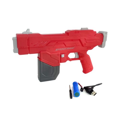 Elektryczny pistolet na wodę, czerwony, z baterią i ładowarką