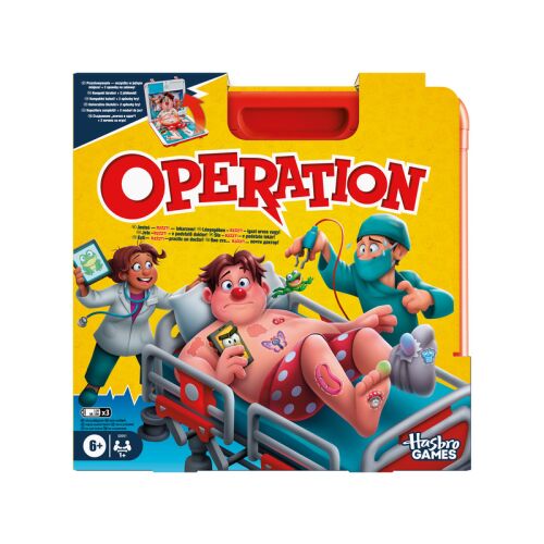 Hasbro Operation társasjáték doboz, klasszikus ügyességi és akciójáték gyerekeknek