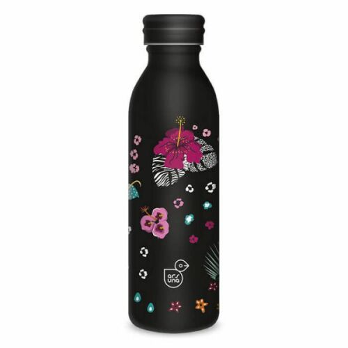 Ars Una Black Hibiscus 600ml rozsdamentes acél kulacs virágmintával