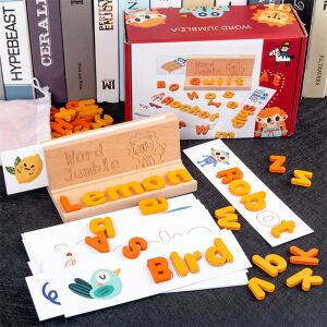 Wortpuzzle, Wortlernspiel aus Holz mit englischen Karten 126046991 - Schaukelpferde, Schaukeltiere und Entwicklungsspiele für Kinder im Kindergartenalter