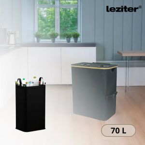 Leziter 70L Selektiver Flaschensammelbeutel, schwarz, zum Recycling von Flaschen, Dosen und Glas - Müllsäcke