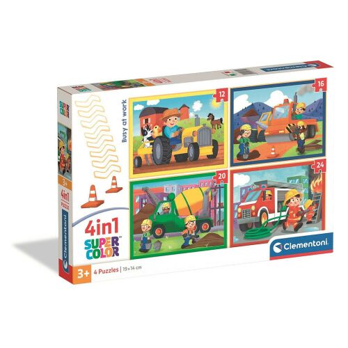 Munkagépek Busy at Work 4 az 1-ben puzzle Clementoni 140052724 - Puzzle és kirakó