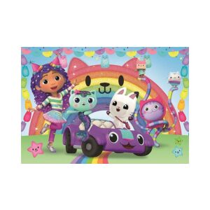 Puzzle Clementoni Gabby's Dollhouse, 2x60 piese, Gabby și prietenii într-o mașină - Clementoni Puzzle