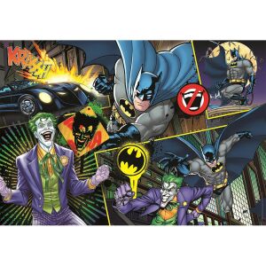 Puzzle Batman vs Joker cu 104 piese de la Clementoni, cu un colaj de scene din universul Batman - Clementoni Puzzle