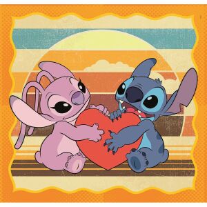 Disney Lilo și Stitch, Câinele Stea 3x48 piese puzzle Clementoni, cu Stitch și Angel ținând o inimă - Clementoni Puzzle