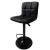 Black bar stool, front view, modern design, eco-leather upholstery