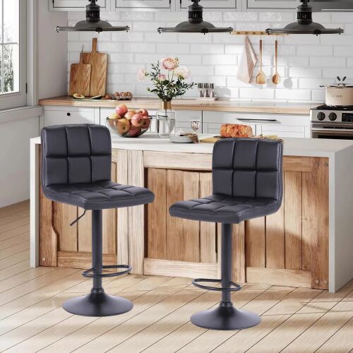 Modern Eco-leather Barstool with height adjustable 1pc black