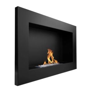 Moderný čierny bioetanolový krb s horiacim plameňom - Krb a kachle